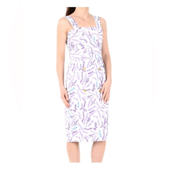MAX MARA Zolder Floral Print Dress in Purple and White 2 4 - Picture 3 of 10
